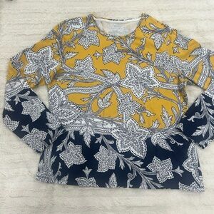 Talbots (The Talbots Tee) Yellow and Blue Patterned Top